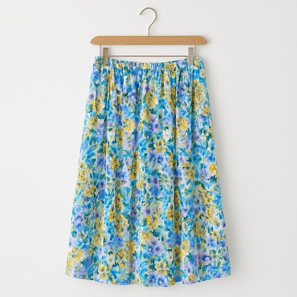Vintage Dresses & Skirts - VINTAGE | Floral Pleated Midi Skirt - Waist 17-23 inches